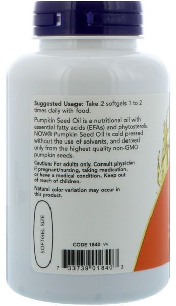 Now Foods Pumpkin seed oil 1000 mg 100 gel caps 418003 фото