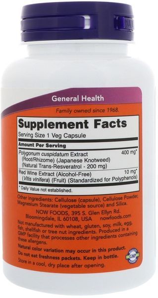 NOW Foods Resveratrol 200 mg 120 veg caps 417169 фото
