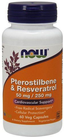 Now Foods Pterostilbene & Resveratrol, 50/ 250 mg 60 Caps 463878 фото