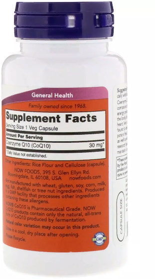 Now Foods Coenzyme Q10, 30 mg, 120 Veg Capsules 684873 фото