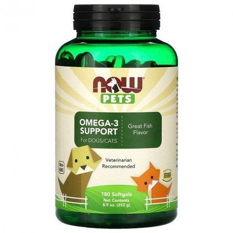 Омега 3 для собак/кішок Now Foods Omega-3 Support For Dogs/Cats 180 желатинових капсул (NOW-04315) 1079503 фото