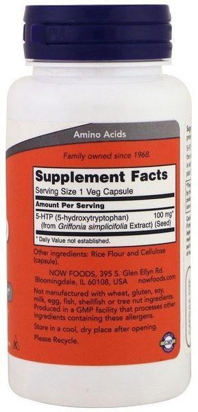 NOW Foods 5-HTP 100 mg Veg Capsule 60 caps 410923 фото
