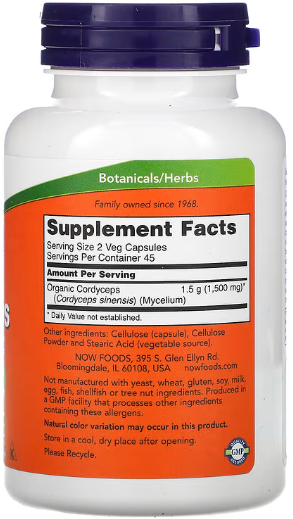 NOW Foods Cordyceps 750 mg 90 caps 418114 фото