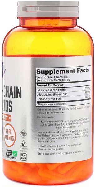 Now Foods Sports, Branched-Chain Amino Acids, 240 Capsules (NF0054) 634728 фото