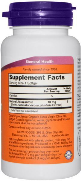 NOW Foods Astaxanthin 10 mg 60 caps 416704 фото