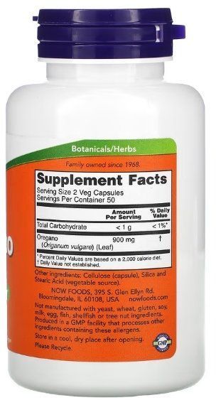 NOW Foods Oregano 450 mg 100 caps 417177 фото