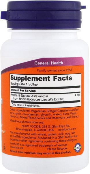 NOW Foods Astaxanthin 4 mg 60 caps 416705 фото
