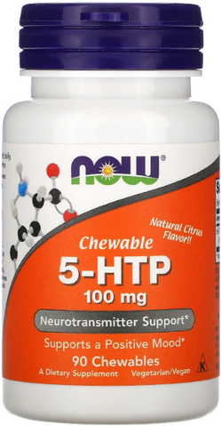 NOW Foods 5-HTP 100 mg 5-гідрокситриптофан 90 жувальних таблеток 790506 фото