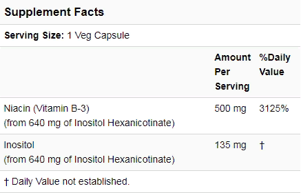 Now Foods Flush-Free Niacin 500 mg Double Strength 90 Veg Capsules (NF0498) 634734 фото