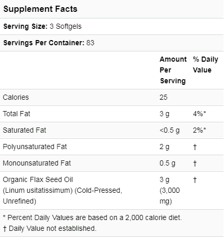 Now Foods Flax Oil with Essential Omega-3's, 1,000 mg, 250 Softgels (NF1772) 634735 фото