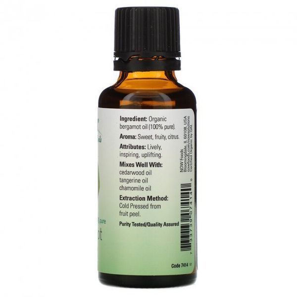 Now Foods Essential Oils Bergamot ефірна олія бергамота 30 ml 1079989 фото