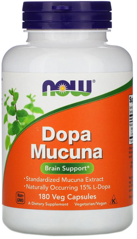 Now Foods Dopa Mucuna Додаток для підтримки мозку Допа Мукуна 180 вегетаріанських капсул 1158621 фото
