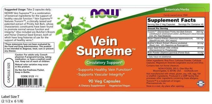 NOW Foods VEIN SUPREME 90 VCAPS Підтримка для вен 523351 фото