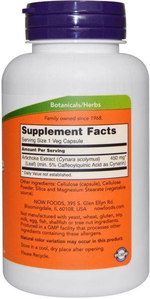 NOW Foods Artichoke Extract 450 mg 90 caps 430174 фото