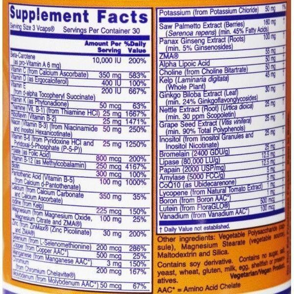 NOW Foods Adam Men's Multiple Vitamin Tablets 60 tabs 414054 фото