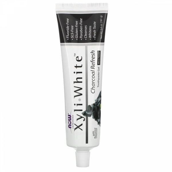 Now Foods Toothpaste Gel Charcoal Refresh Зубная паста-гель отбеливающая с активированным углем свежая мята 181 g 1080012 фото