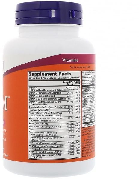 NOW Foods Adam Men's Multiple Vitamin 90 veg caps 414055 фото