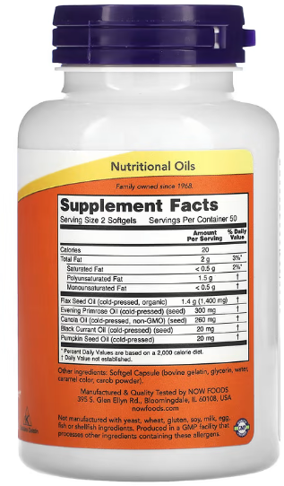 NOW Foods Omega 3-6-9 1000 mg Softgels 100 caps 414056 фото
