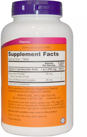 Now Foods С-1000 With Rose Hips And Bioflavonoids, 250 Tablets (NF0687) 685585 фото