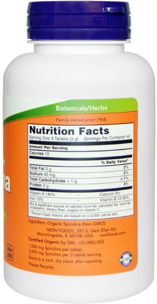 NOW Foods SPIRULINA 1000 mg ORG 120 TABS Спирулина 523301 фото