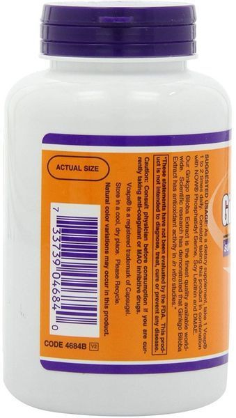 NOW Foods Ginkgo Biloba 60 mg Veg Capsules 240 veg caps 430432 фото
