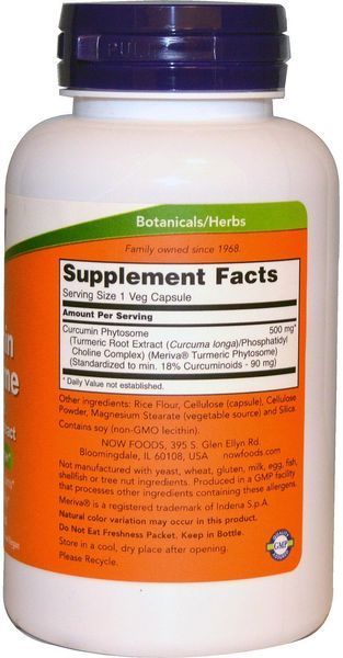 NOW Foods Curcumin Phytosome 500 mg 60 veg caps Фитосома куркумина 417195 фото