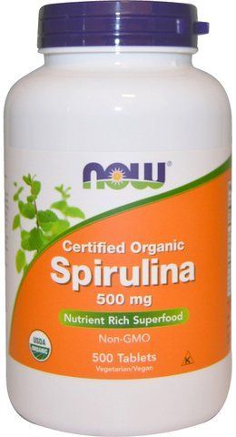 NOW Foods Organic SPIRULINA 500 mg 500 TABS Спіруліна 523304 фото