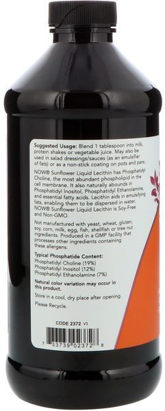 NOW Foods SUNFLOWER LIQUID LECITHIN 16 FL OZ Лецитин 523309 фото