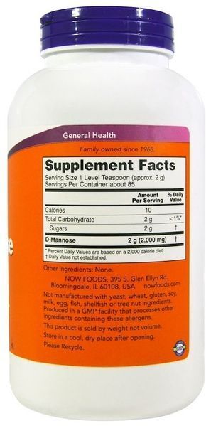 Now Foods D-Mannose Pure Powder, 6 oz (170 g) (NF2809) 641107 фото