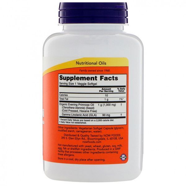 Now Foods Evening Primrose Oil 1000 mg Олія примули вечірньої 90 веганських капсул 924196 фото