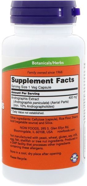 NOW Foods Andrographis 400 mg 90 caps 442314 фото