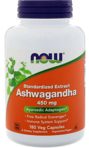 Бустер тестостерона Now Foods Ashwagandha 450 mg Ашвагандха экстракт корня 180 веганских капсул 827406 фото