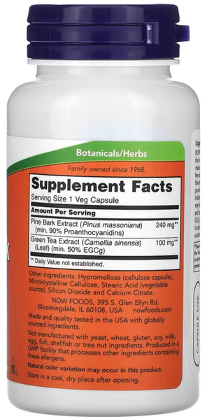 NOW Foods Pine Bark Extract 240 mg 90 veg caps (Экстракт сосновой коры) 417200 фото