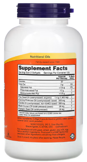 NOW Foods Omega 3-6-9 1000 mg Softgels 250 caps 414065 фото