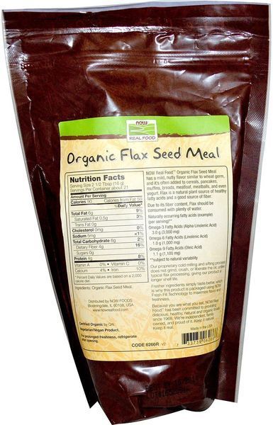 NOW Foods Flax Seed Meal Real Food organic 340 g (Льняна харчування) 417149 фото