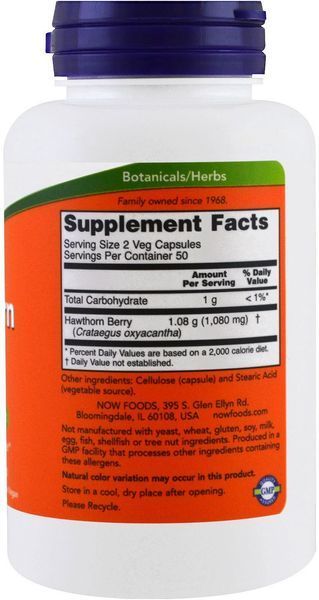NOW Foods Hawthorn Berry 540 mg 100 caps (Глід) 442317 фото