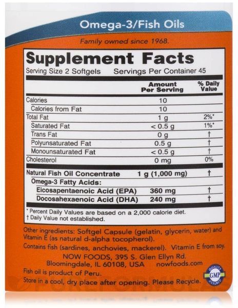 NOW Foods Omega-3 Mini Gels 90 caps 414067 фото