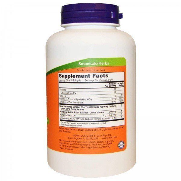 NOW Foods Prostate Support Підтримка простати 180 гелевих капсул 775661 фото
