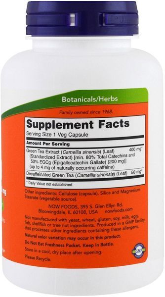NOW Foods EGCg Green Tea Extract 400 mg 180 caps 416610 фото