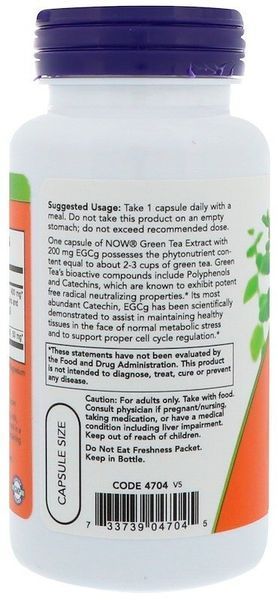NOW Foods EGCg Green Tea Extract 400 mg 90 caps 416611 фото