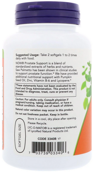 Now Foods Prostate support 90 gel caps 417997 фото