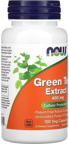 NOW Foods Green Tea Extract 400 mg 100 Vegcaps 416263 фото