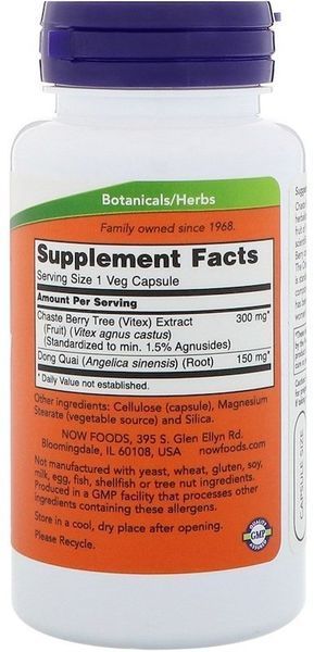 NOW Foods Chaste Berry Vitex 300 mg 90 caps (Донг Квай і Авраама дерево) 416743 фото