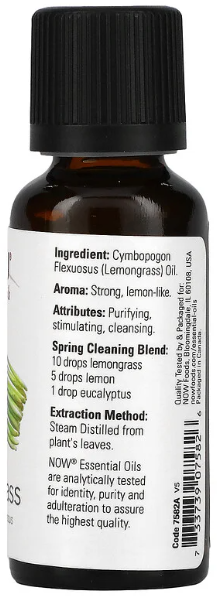 Now Foods Essential Oils Lemongrass Масло лемограсса 30 ml 1159204 фото