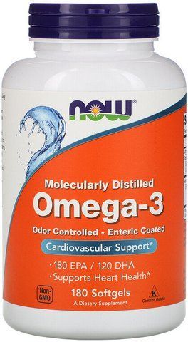 Now Foods Omega-3, Molecularly Distilled, 180 Softgels (NOW-01657) 685396 фото