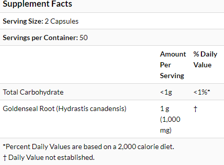 Now Foods Goldenseal Root, 500 mg, 100 Capsules (NF4692) 634659 фото