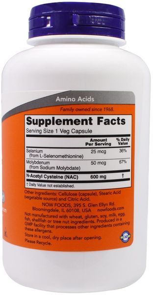 Now Foods N-Acetylcysteine 600 mg 250 caps 416628 фото